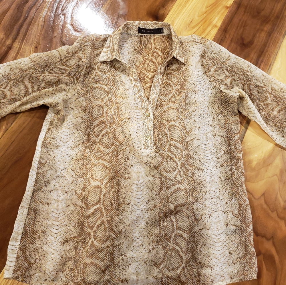 The Limited - Snake Skin Printed Sheer Blouse
